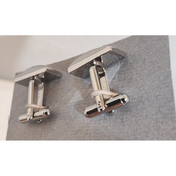 Kenneth Cole New York Cufflinks Rectangular Simplistic Classic Chrome Finish - Picture 6 of 9